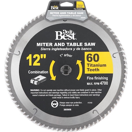 All-Source Professional 12 In. 60-Tooth Fine Crosscut/Plywood Circular Saw Blade 415791DB